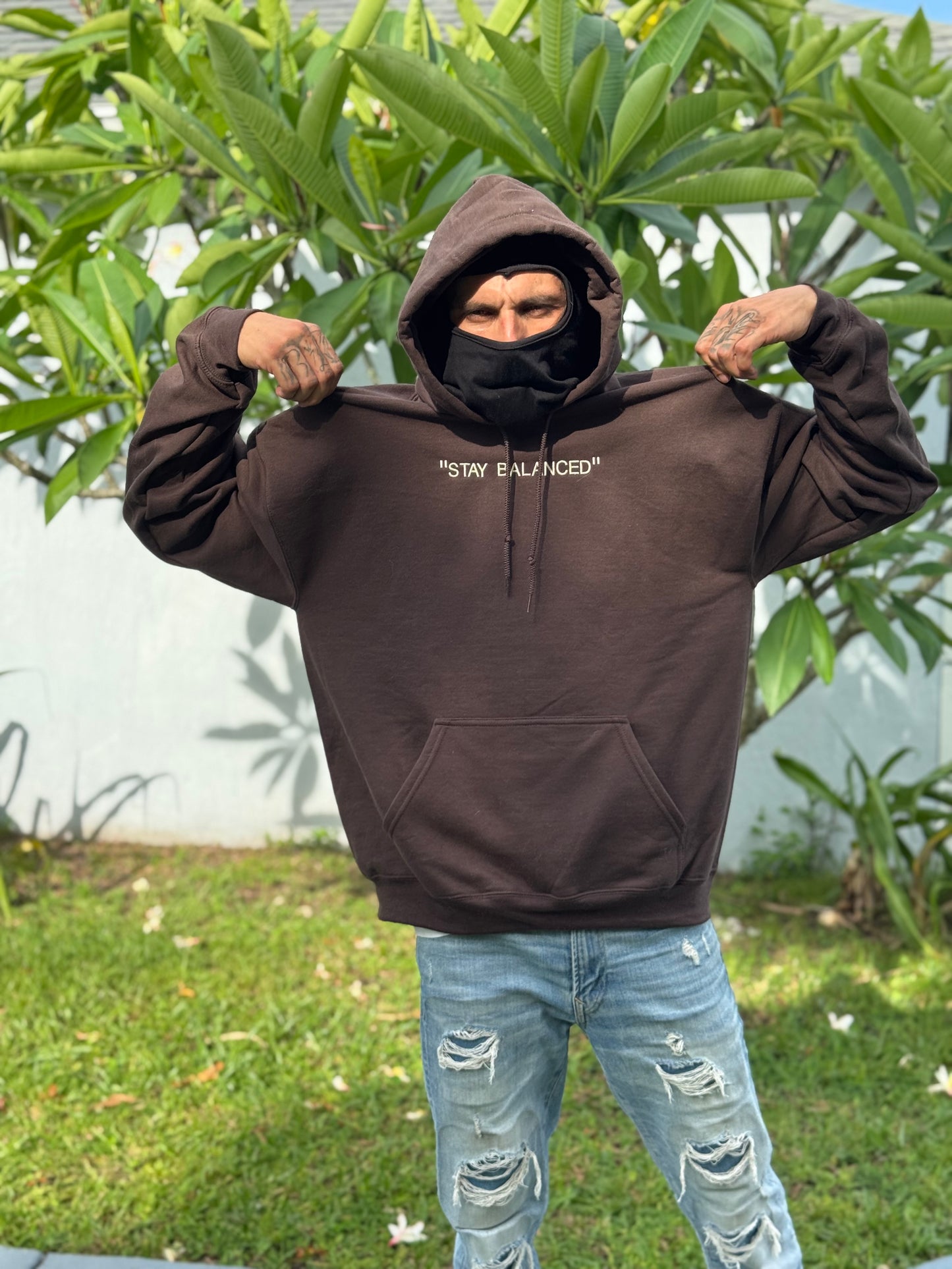 “Stay balanced” Brown w/ cream